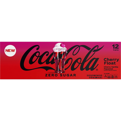 Coca Cola Cherry Float Zero Sugar Soda, 12 Pack of 12 fl oz Cans Coke