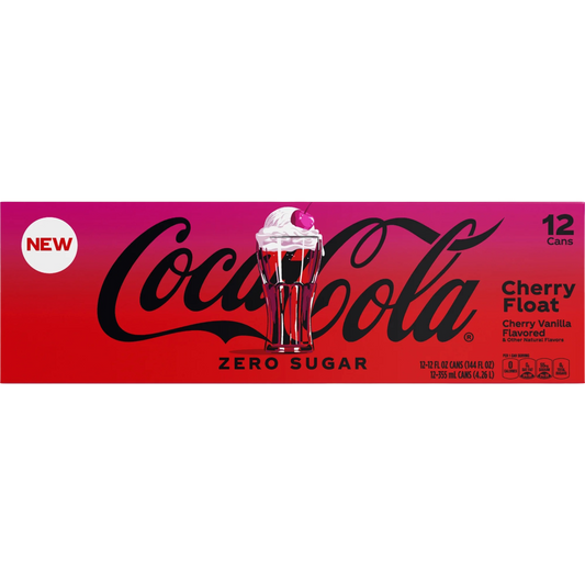 Coca Cola Cherry Float Zero Sugar Soda, 12 Pack of 12 fl oz Cans Coke