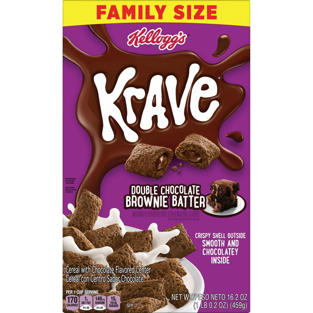 Kellogg's Krave Double Chocolate Brownie Batter Cereal Family Size, 16.2 oz