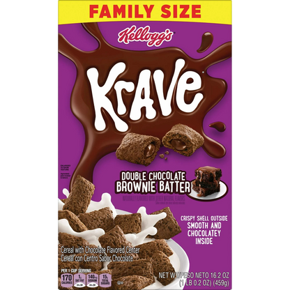 Kellogg's Krave Double Chocolate Brownie Batter Cereal Family Size, 16.2 oz