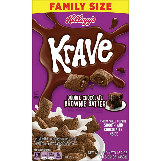 Kellogg's Krave Double Chocolate Brownie Batter Cereal Family Size, 16.2 oz