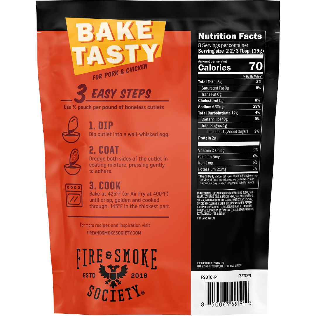 Fire & Smoke Society Bake Tasty Crispy Pork Seasoned Coating Mix, 5.3 oz