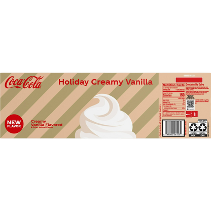 Coca Cola Holiday Creamy Vanilla Soda Pop, 12 Pack of 12oz Cans