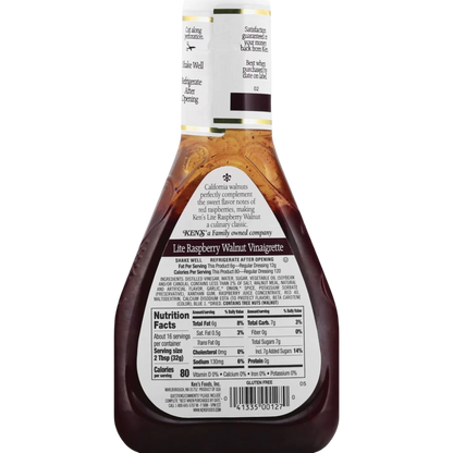 Ken's Steak House Lite Raspberry Walnut Vinaigrette Salad Dressing & Marinade, 16 fl oz