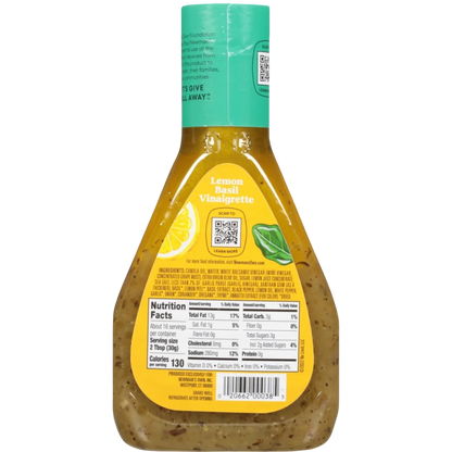 Newman's Own Lemon Basil Vinaigrette Dressing, 16 fl oz