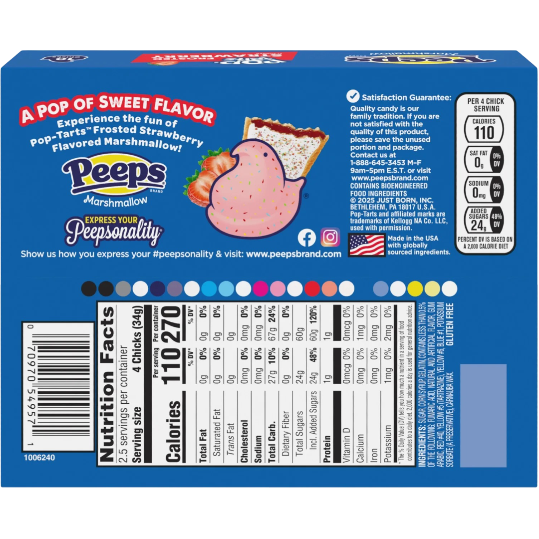PEEPS POP-TARTS Frosted Strawberry Flavored Marshmallow Chicks, 3.0 oz