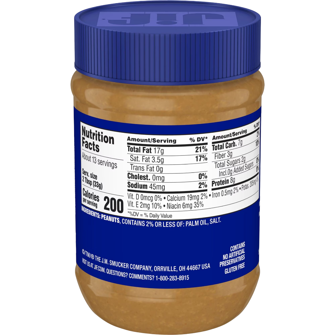 Jif Simply Crunchy Unsweetened Peanut Butter Spread, 15 oz