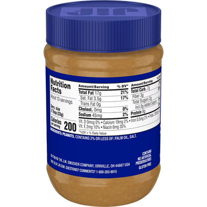 Jif Simply Crunchy Unsweetened Peanut Butter Spread, 15 oz