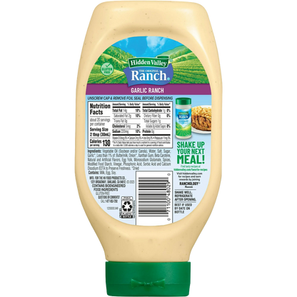 Hidden Valley Garlic Ranch Condiment and Dressing, 20 fl oz