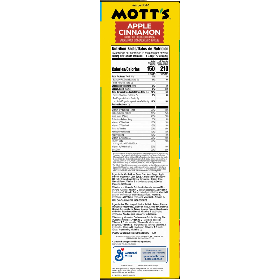 Mott's Apple Cinnamon Cereal Family Size, 20.8 oz