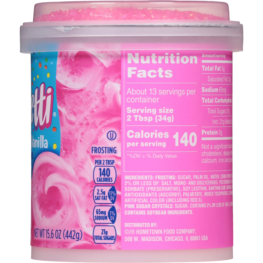 Pillsbury Funfetti Hot Pink Vanilla Frosting, 15.6 oz