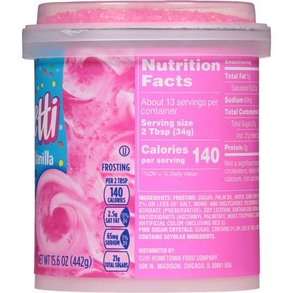 Pillsbury Funfetti Hot Pink Vanilla Frosting, 15.6 oz