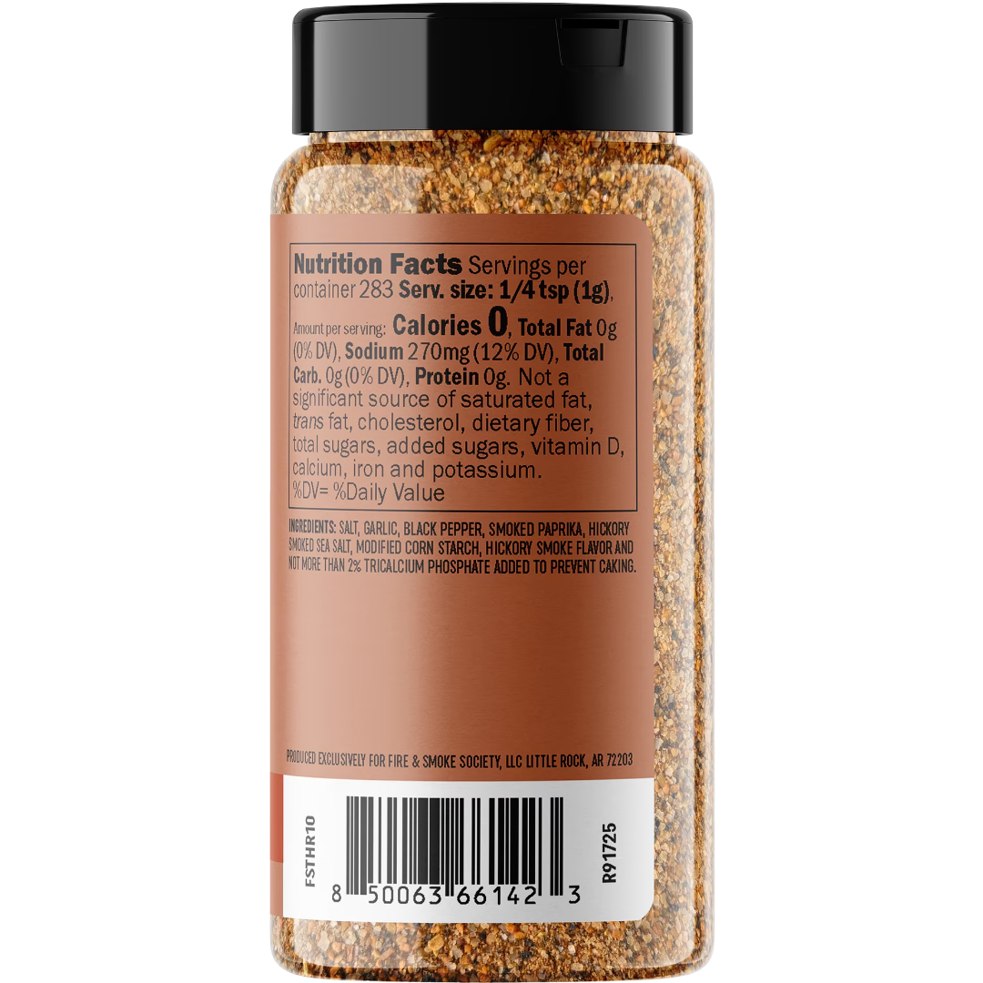 Fire & Smoke Society Texas Hickory BBQ Rub & Seasoning Blend for Grilling, 10 oz
