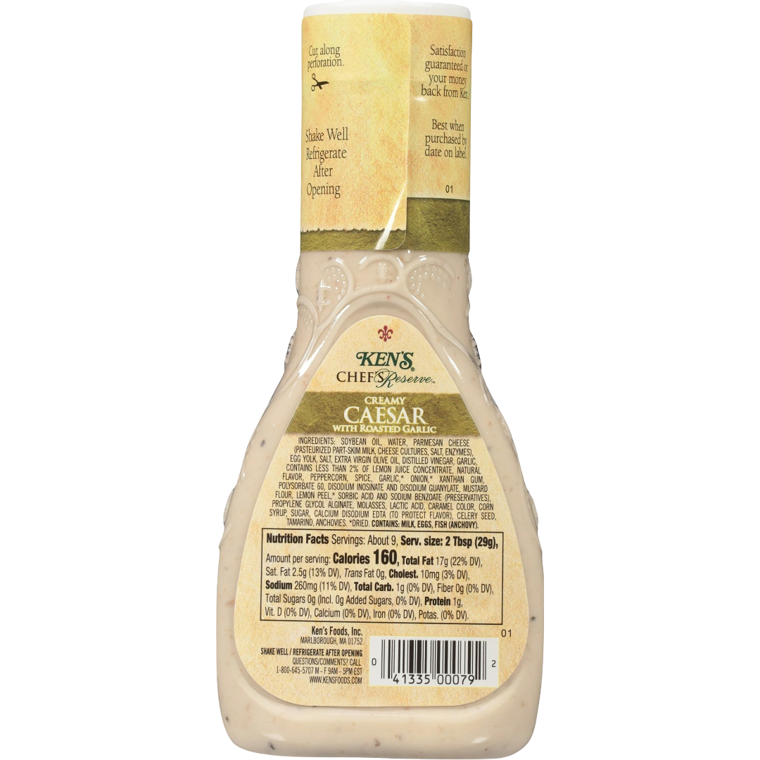 Ken's Steak House Chef's Reserve Creamy Caesar with Roasted Garlic Dressing, 9 fl oz