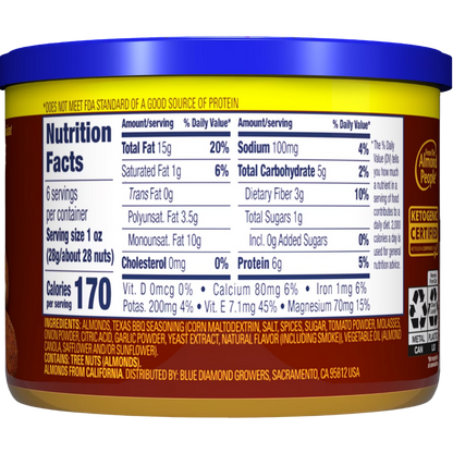 Blue Diamond Texas BBQ Flavored Almonds, 6 oz