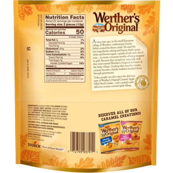 Werther's Original Limited Edition Fall Caramel Apple Filled Hard Candies, 9.4 oz