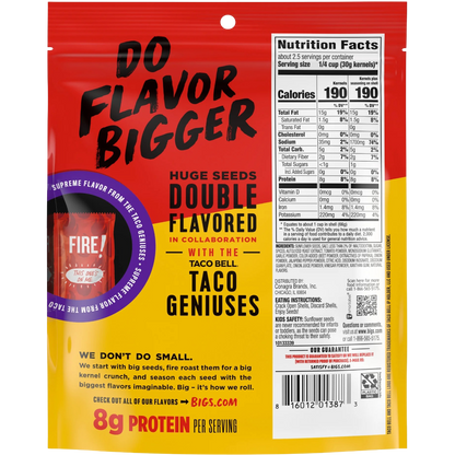 BIGS Taco Bell Fire Sauce Flavored Sunflower Seeds, 5.35 oz