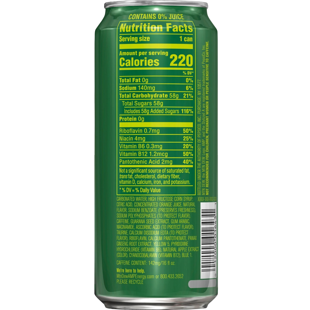 Mountain Dew AMP Energy Drink Original Citrus 16 oz