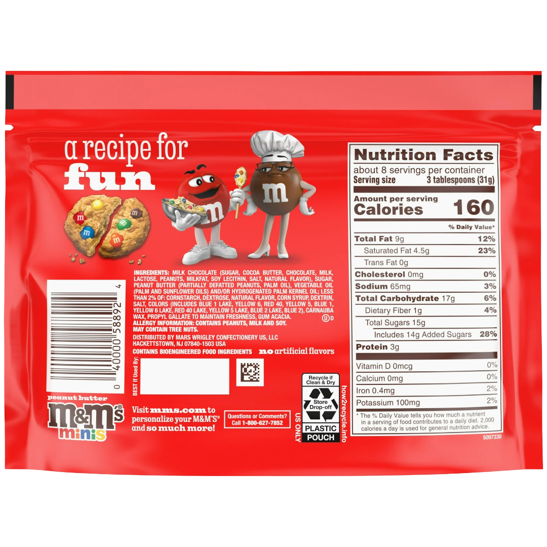 M&M's Minis Peanut Butter Milk Chocolate Candy, Sharing Size, 8.6 oz