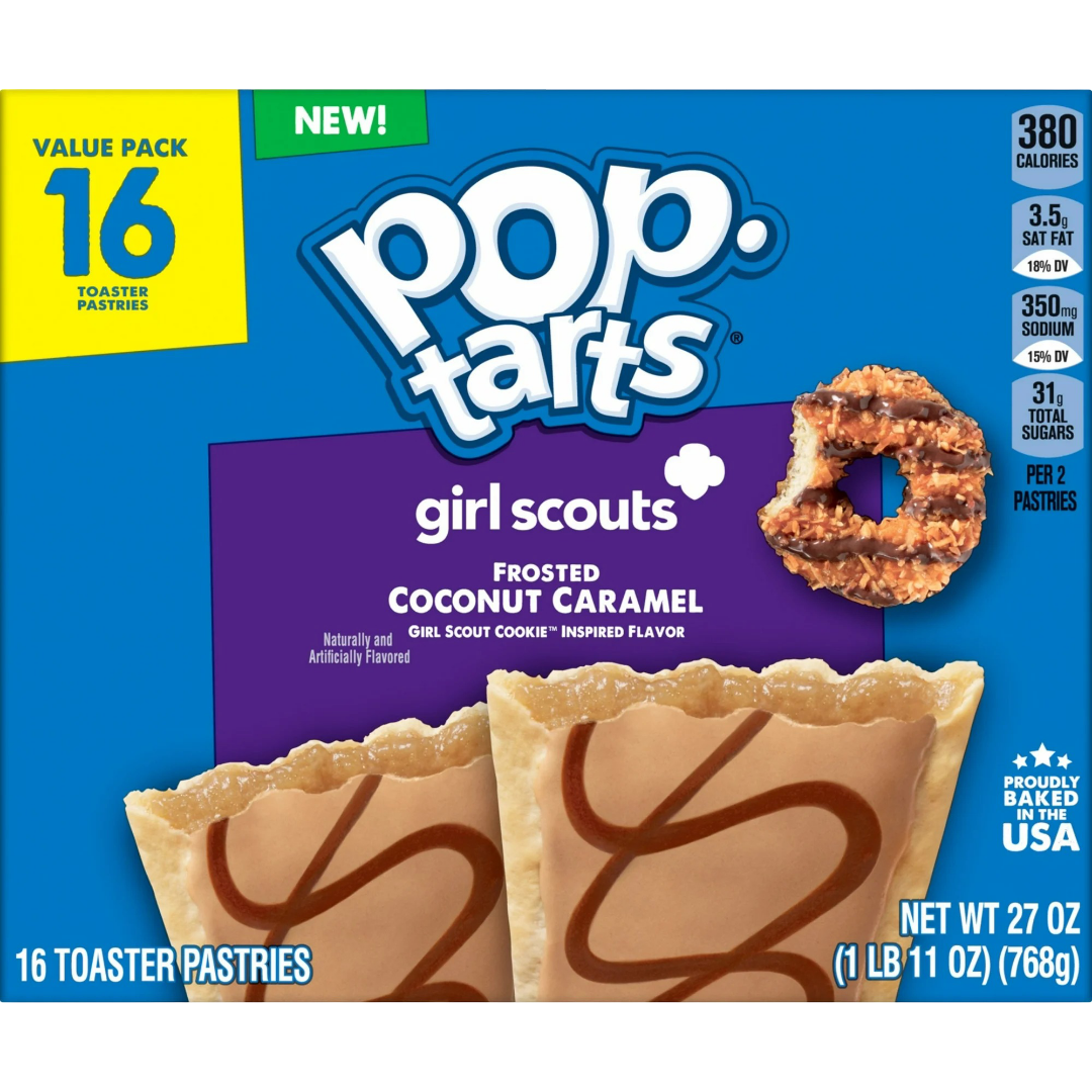 Pop-Tarts Girl Scouts Frosted Coconut Caramel Toaster Pastries, 27 oz