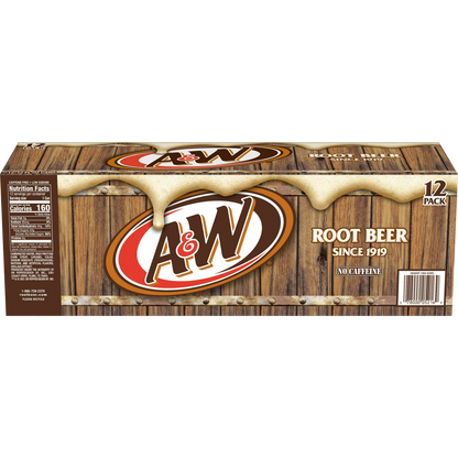 A&W Root Beer Soda Pop, 12 Pack of 12oz Cans