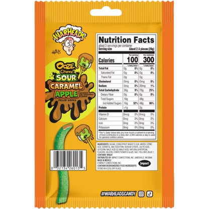 Warheads Halloween Ooze Chewz Caramel Apple Ropes Candy, 3 oz