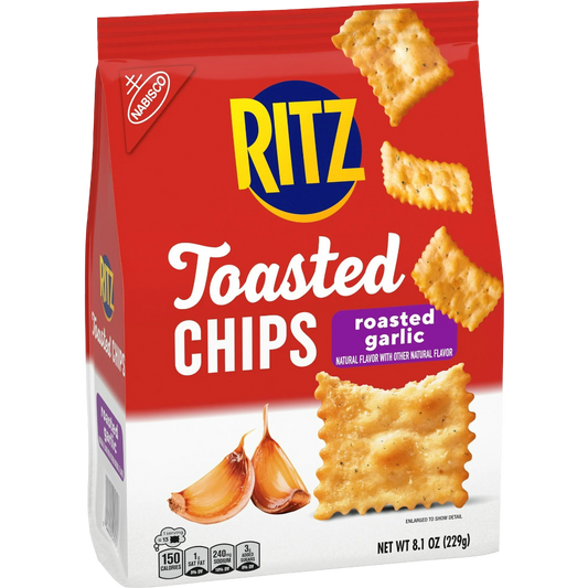 RITZ Toasted Chips Roasted Garlic Crackers, 8.1oz