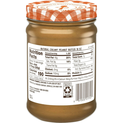 Smucker’s Natural Creamy Peanut Butter, 16oz