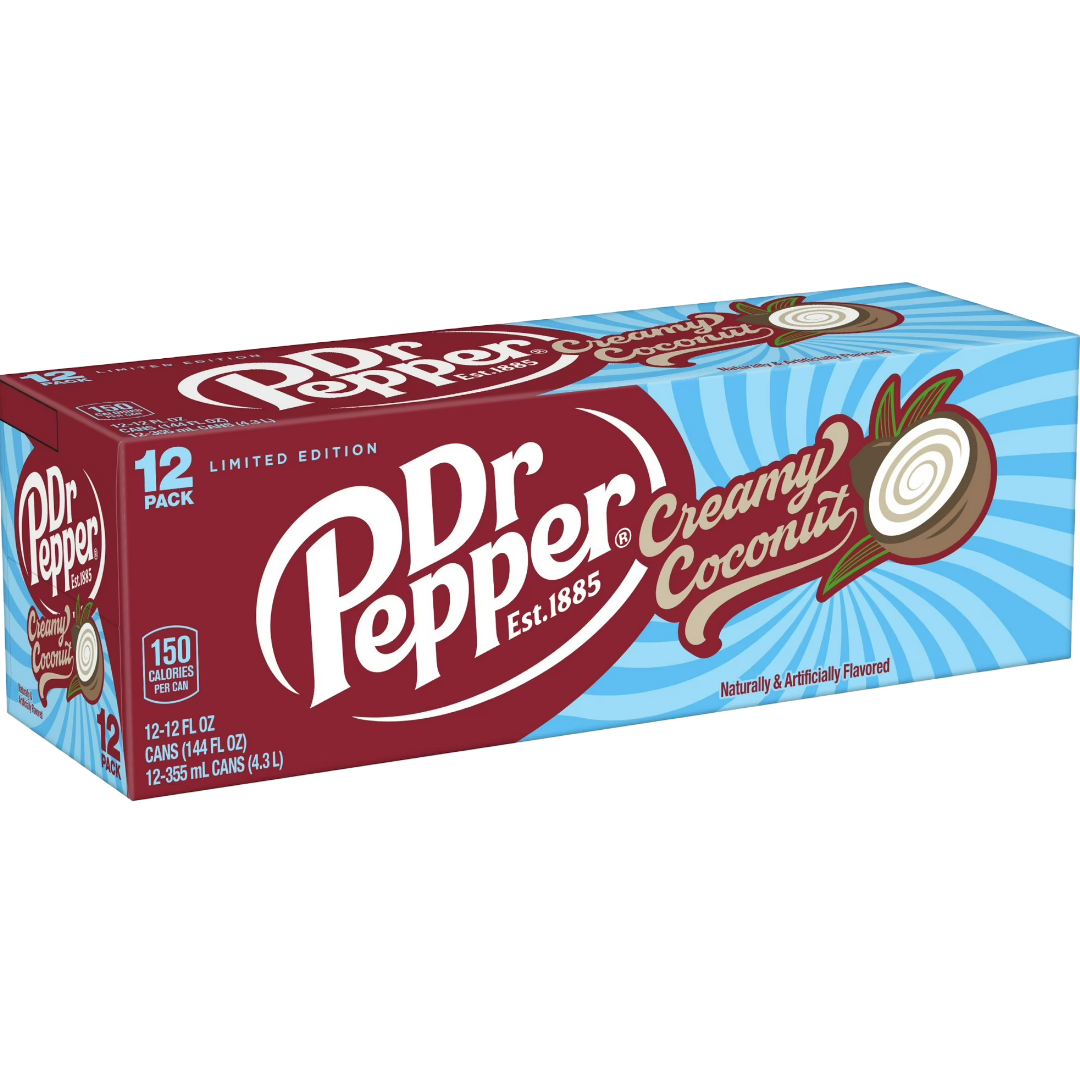Dr Pepper Creamy Coconut Soda Pop, 12 Pack of 12oz Cans