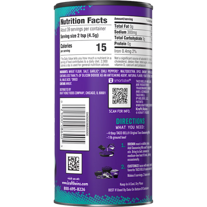 Taco Bell Original Taco Seasoning Mix Shaker, 6.25 oz