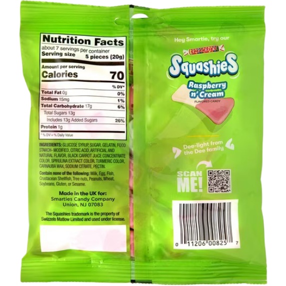 Smarties Squashies Sours Gummy Cherry & Apple Flavored Candy, 5 oz
