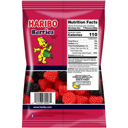 HARIBO Berries Gummy Candy, Share Size, 8 oz
