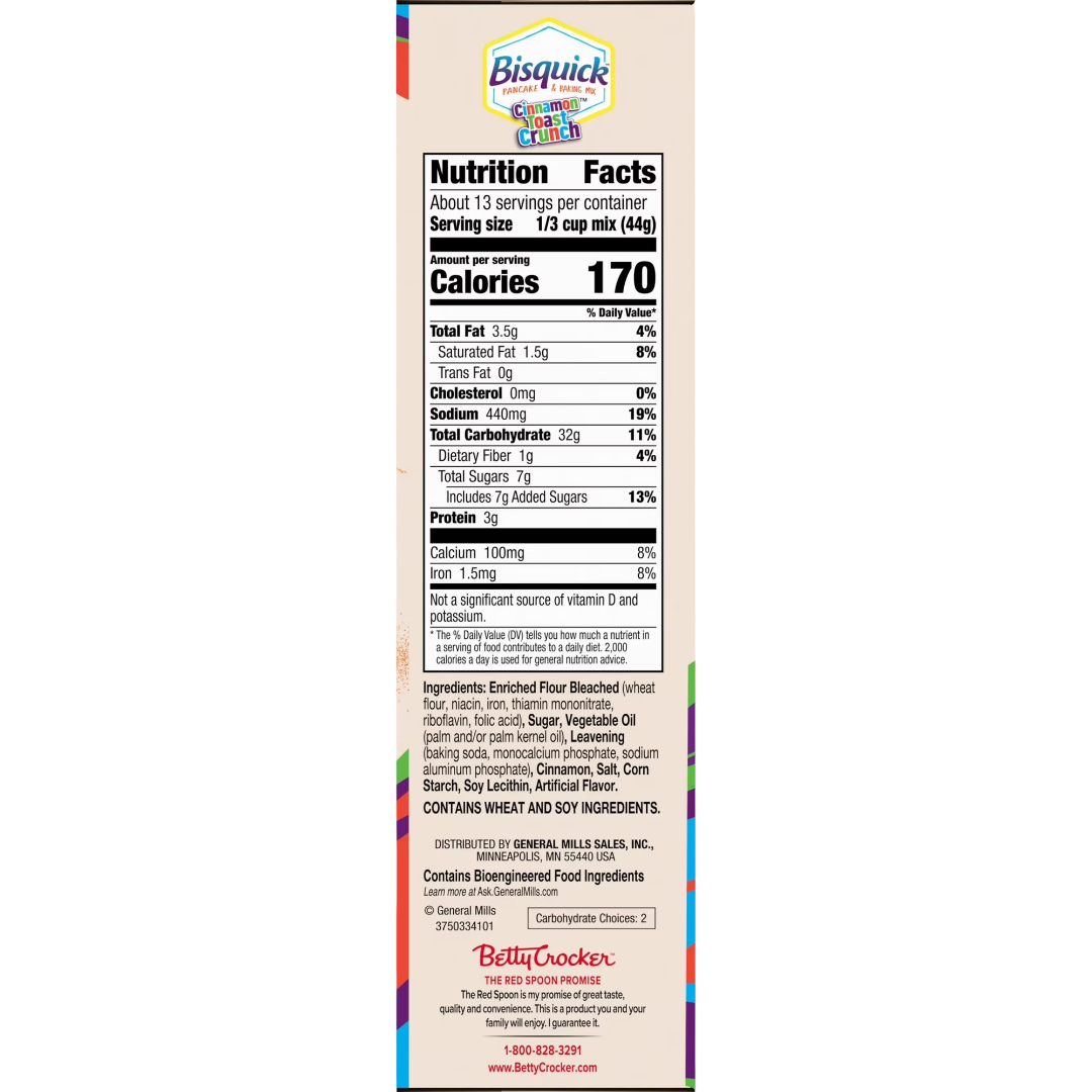 Betty Crocker Bisquick Pancake & Baking Mix, Cinnamon Toast Crunch, 20 oz