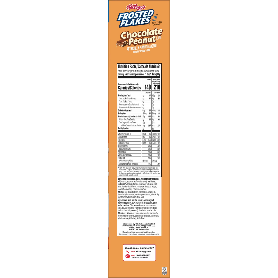 Kellogg's Frosted Flakes Chocolate Peanut Breakfast Cereal Family Size, 22.3 oz