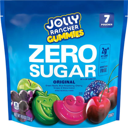 Jolly Rancher Gummies Zero Sugar Assorted Fruit Flavored Candy, 4.9 oz