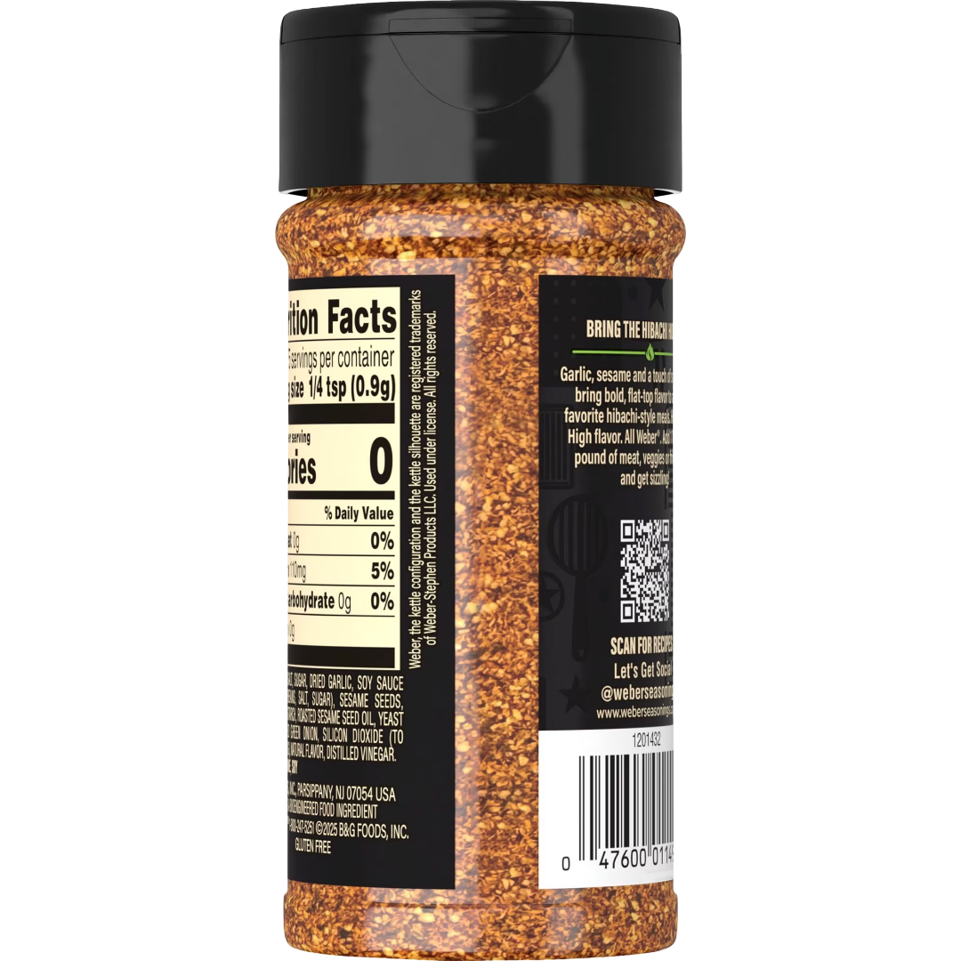 Weber Griddle Hibachi Sizzle, Savory Garlic & Sesame Seasoning Blend, 5.6 oz