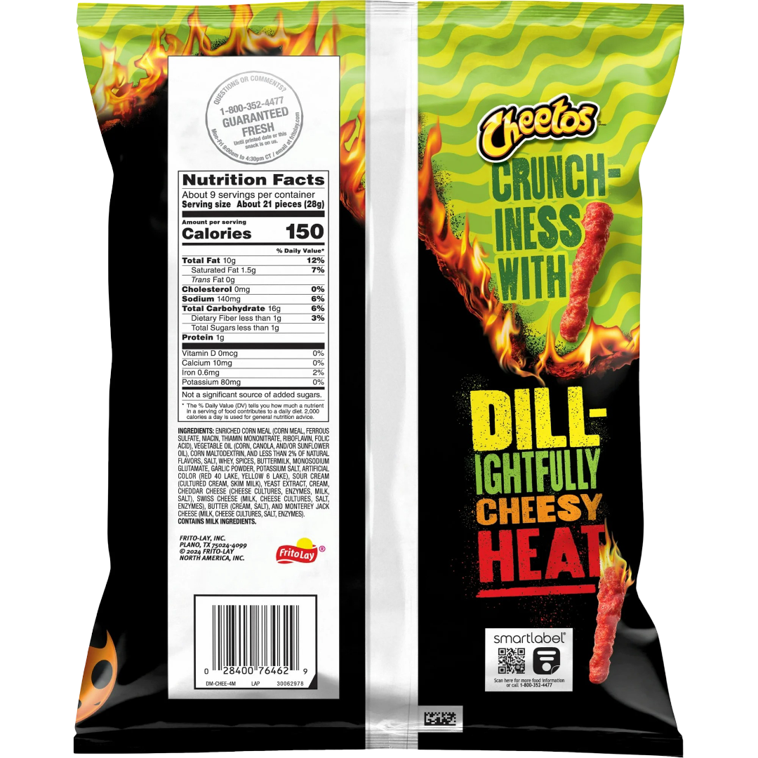 Cheetos Flamin' Hot Dill Pickle Crunchy Cheese Flavored Snacks, 8.5 oz