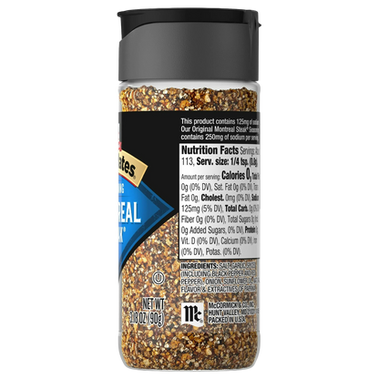 McCormick Grill Mates Gluten Free 25% Less Sodium Montreal Steak Seasoning, 3.18oz