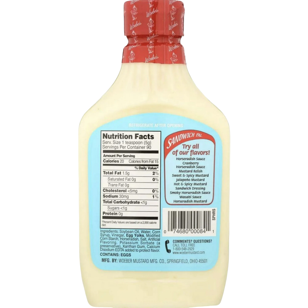 Woeber's Sandwich Pal Horseradish Sauce, 16oz