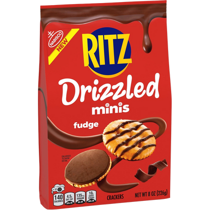 RITZ Drizzled Minis Fudge Crackers, 8 oz