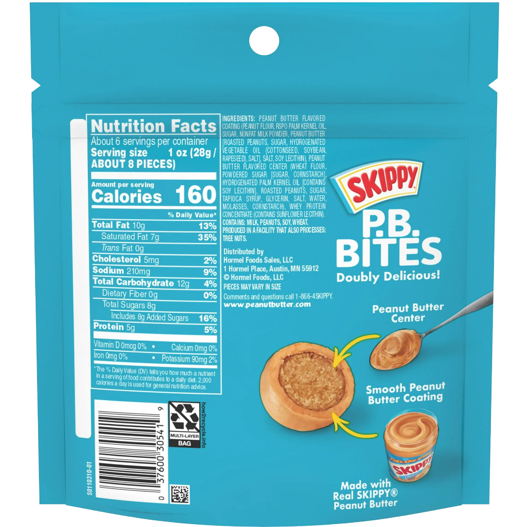 Skippy PB Bites Double Peanut Butter Snack, 6oz