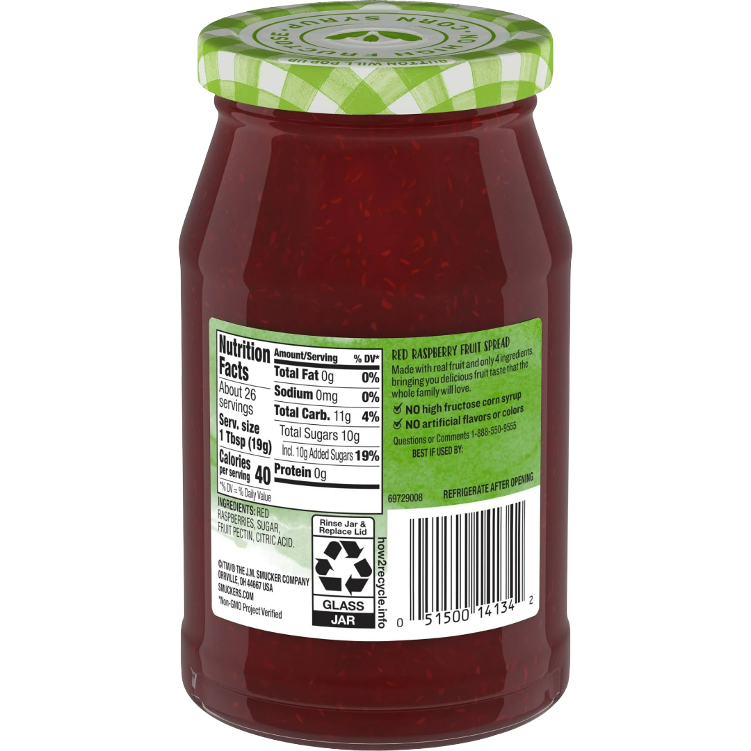 Smucker's Natural Red Raspberry Fruit Spread, 17.25oz