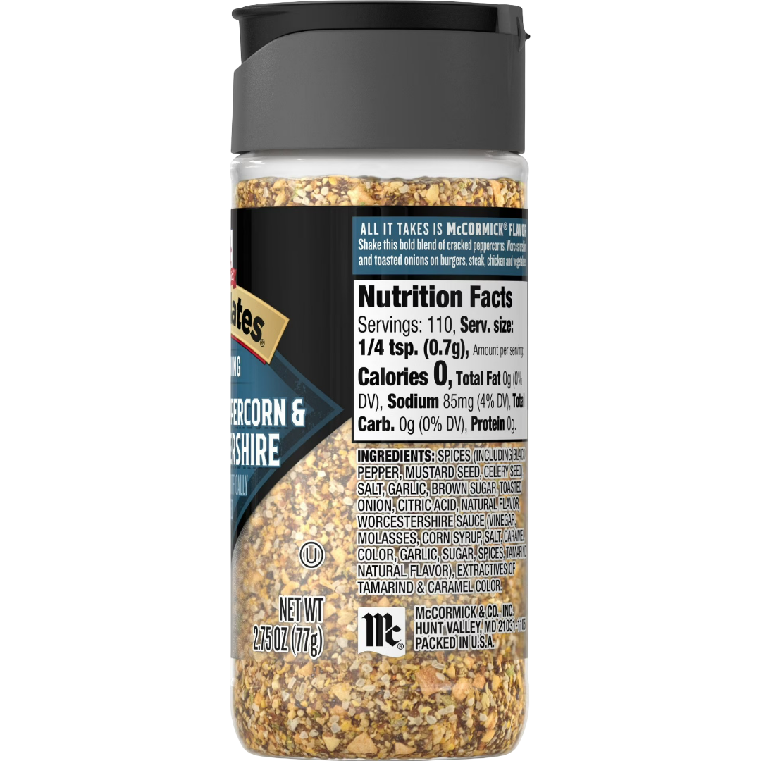 McCormick Grill Mates Cracked Peppercorn & Worcestershire Seasoning, 2.7 oz