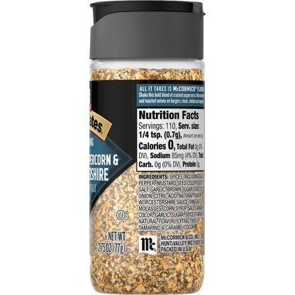 McCormick Grill Mates Cracked Peppercorn & Worcestershire Seasoning, 2.7 oz