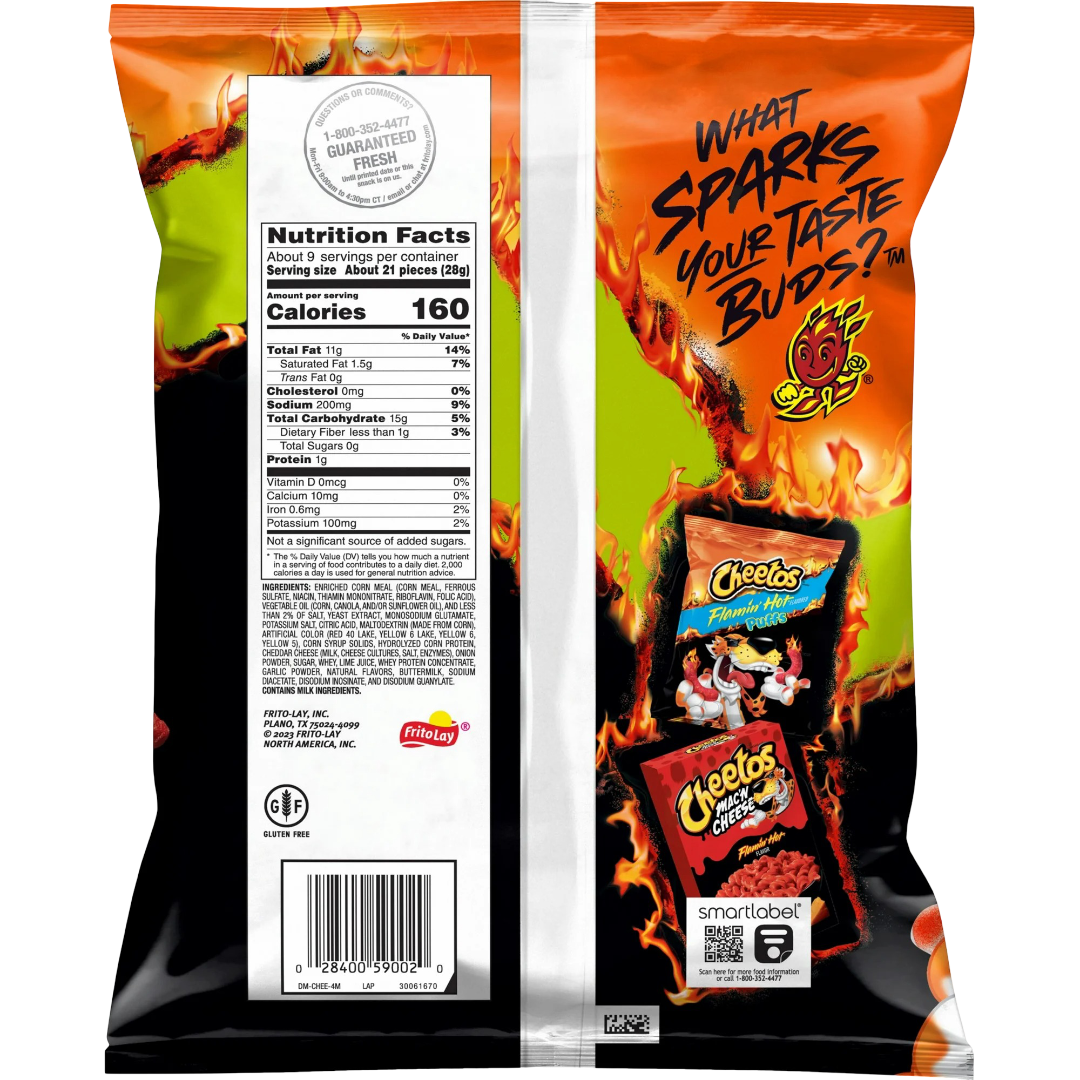 Cheetos Crunchy Flamin' Hot Limon, Cheese Flavored Snacks, 8.5 oz