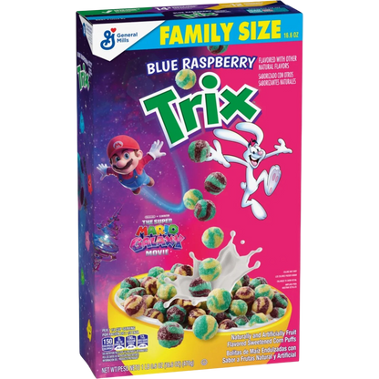 Trix Super Mario Galaxy Movie Blue Raspberry Cereal Family Size, 16.6 oz