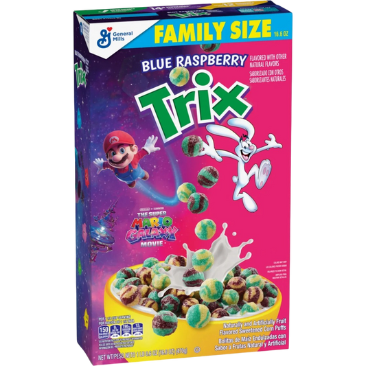 Trix Super Mario Galaxy Movie Blue Raspberry Cereal Family Size, 16.6 oz