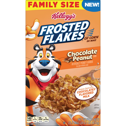Kellogg's Frosted Flakes Chocolate Peanut Breakfast Cereal Family Size, 22.3 oz