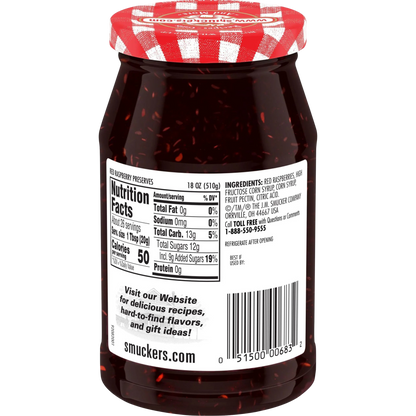 Smucker's Red Raspberry Preserves, 18oz