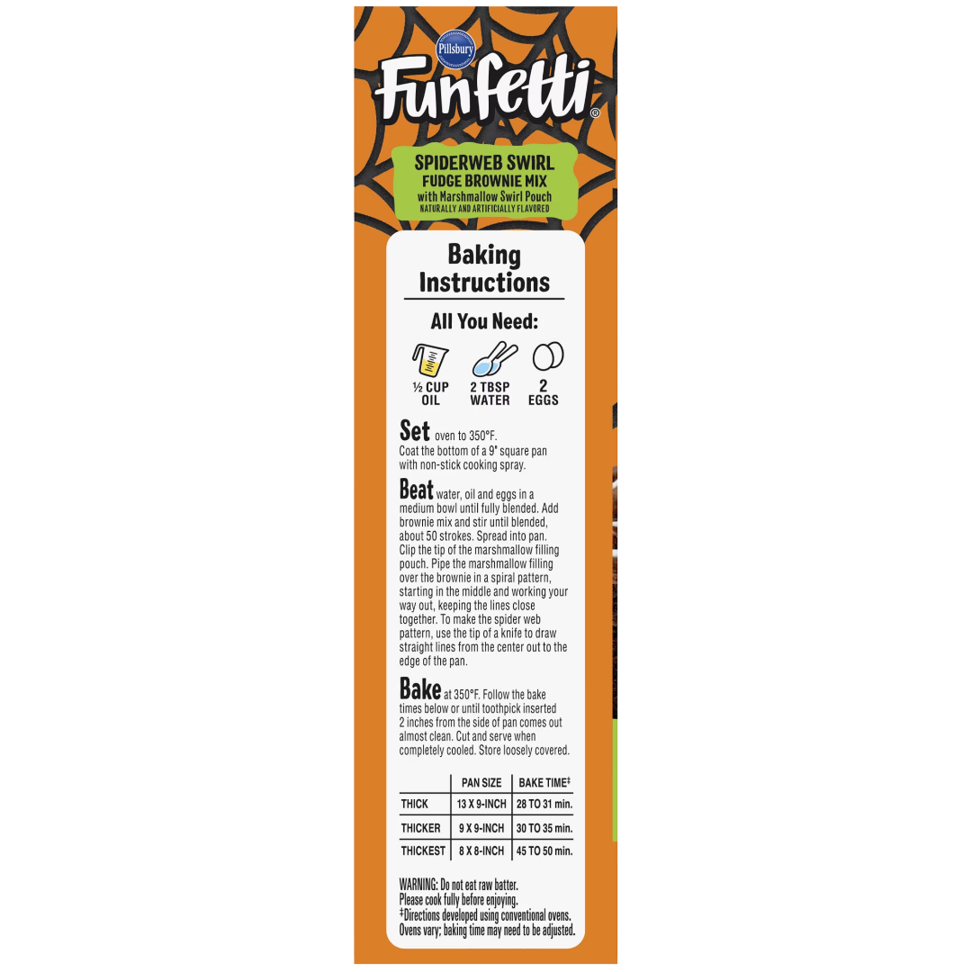 Pillsbury Funfetti Spiderweb Swirl Fudge Brownie Mix, 18.4 oz